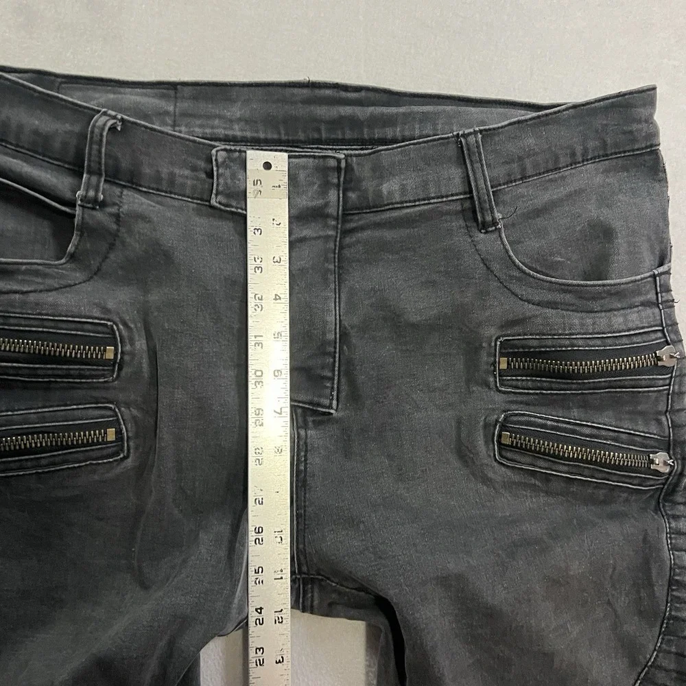 Balmain Paris Moto Biker Jeans Made in Italy Men's Size 38x31 Black Denim Slim